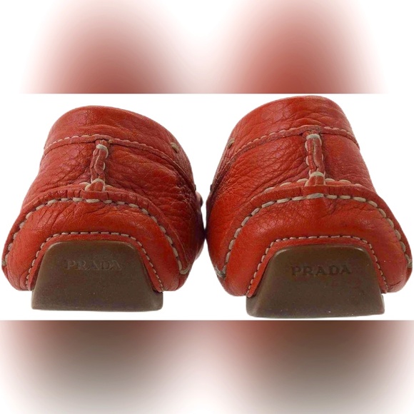 Prada Pebbled Leather Contrast Stitch Penny Loafers 40.5/7.5/8 - Picture 8 of 13